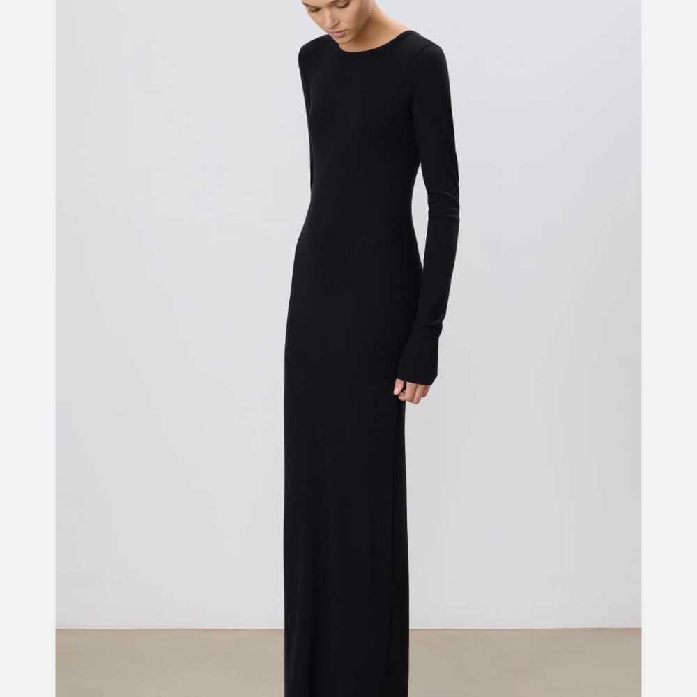 ETERNE Best-Selling Long Ribbed Maxi Dress in Black Sz M NEW $265!! - Picture 4 of 4
